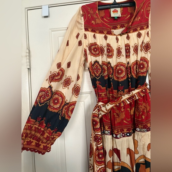 Farm Rio Ainika Cream Bohemian Tiles Midi Dress Size XS - Picture 4 of 9